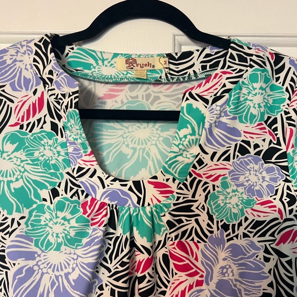 NWOT medium floral ruffle aryeh dress spandex nylon - Picture 5 of 8